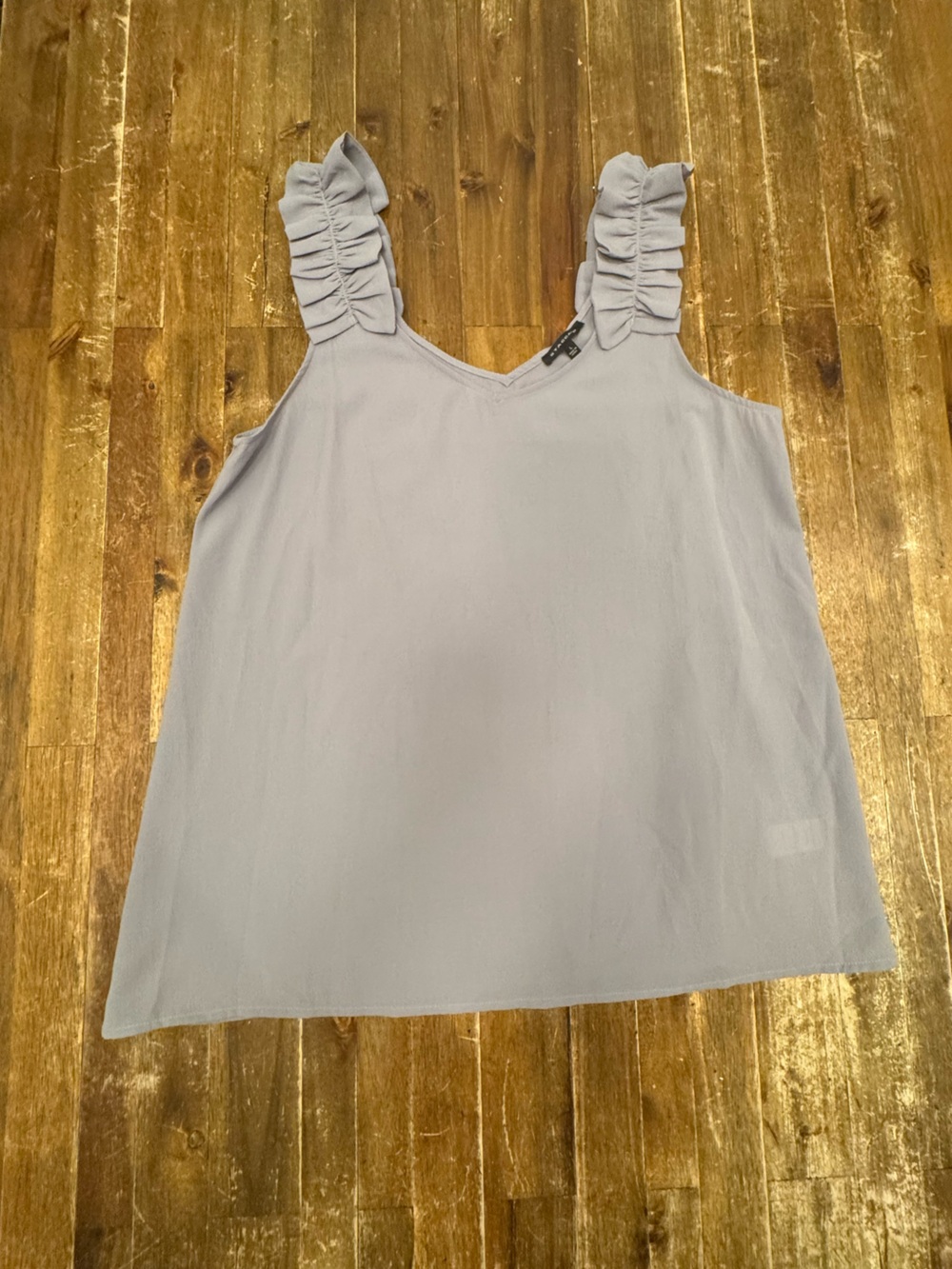 Staccato Brand Ruffled Strap Grey Lightweight Tank Top - Sz L